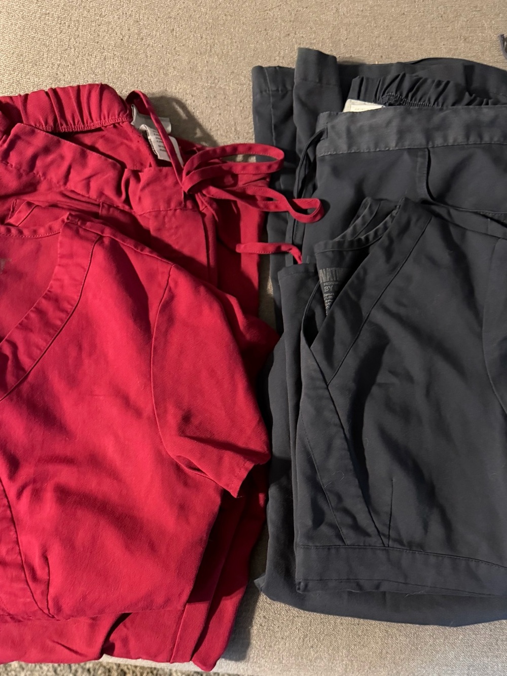 Grey's Anatomy Red and gray Scrub Tops and Pants